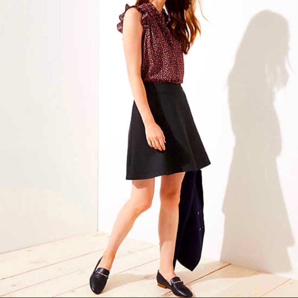 LOFT NWOT Black Knit A Line Swing Skirt